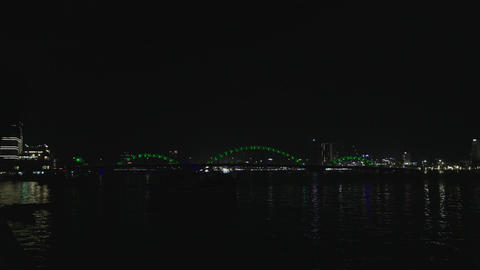 Dragon bridge at night in Da Nang, Vietnam