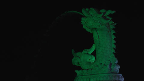 Dragon Carp Statue in Da Nang, Vietnam at night