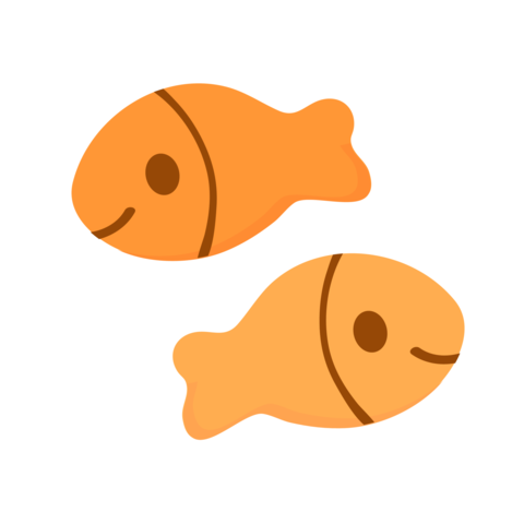 Gold fish cracker icon clipart logtotype isolated vector illustration