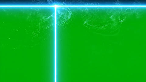 Green Screen Blue Laser Line Sweeping with Glowing Particles and Sparks Scanning Effect