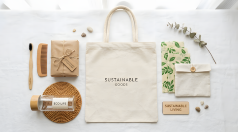 Clean tote bag centers eco-friendly lifestyle theme