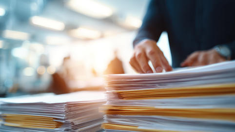Business executive financial statement document office organized report business executive hand touc
