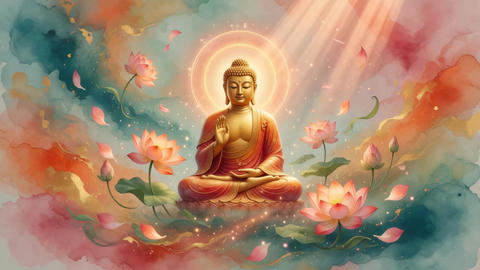 Serene Buddha Meditation Amidst Lotus Flowers