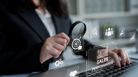 Sales Performance Dashboard with Sales Metrics, Targets, and Conversion Spline