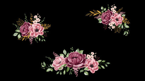 Elegant Watercolor Floral Bouquets with Gold Accents
