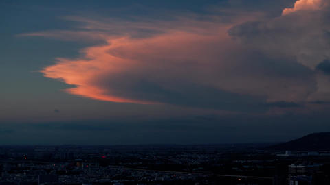 Aerial views of the countryside with clouds at sunset