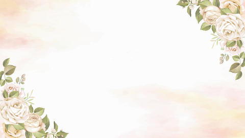 Elegant White Roses Floral Frame on Soft Watercolor Background