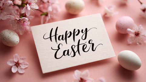 Easter greeting card pastel egg blossom festive happy easter greeting card pastel background with eg