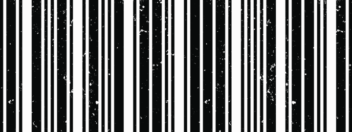 Distressed barcode seamless pattern. Black and white vertical lines with rough texture