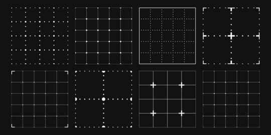 Seamless pattern set with blueprint black grid backgrounds. Thin square lines and regular lattice