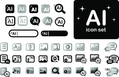 AIアイコンセット 生成AI・検索・チャット・音声アシスタント素材