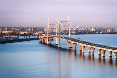 Western High Speed Diameter bridge spanning Neva Bay, Saint Petersburg