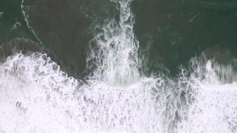 Bird's Eye Footage of White Foamy Ocean Waves