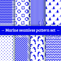 Marine seamless pattern set vector background