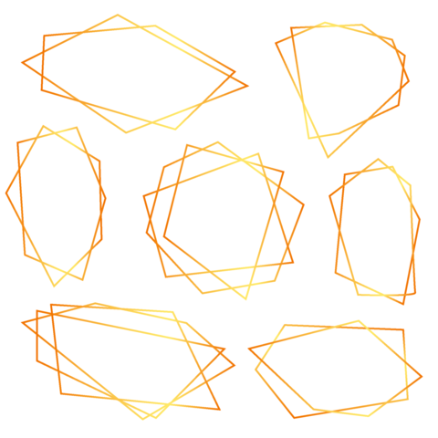 Abstract elements set of geometrical polyhedron for wedding invitation, decorative patterns