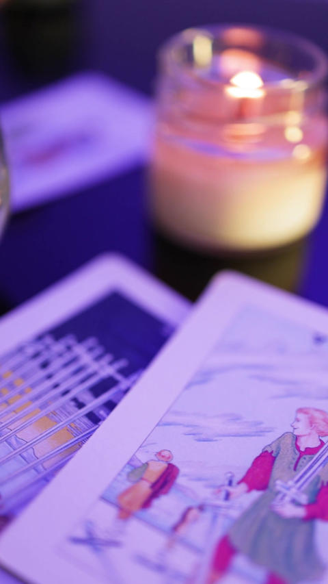Tarot Reader Laying Out Cards, Mystic Divination Concept