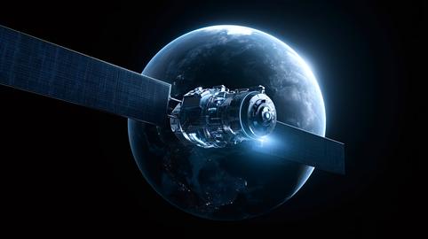 Satellite orbiting earth for global communication and data transfer