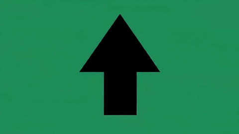 A black arrow points upward on a flat green background
