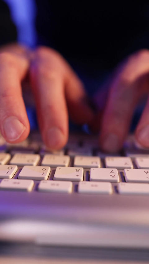 Typing Hands With House Keychain, Real Estate Deal Concept