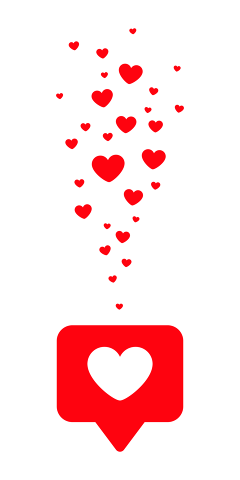 Floating hearts from speech bubble social media like notification illustration love reaction concept