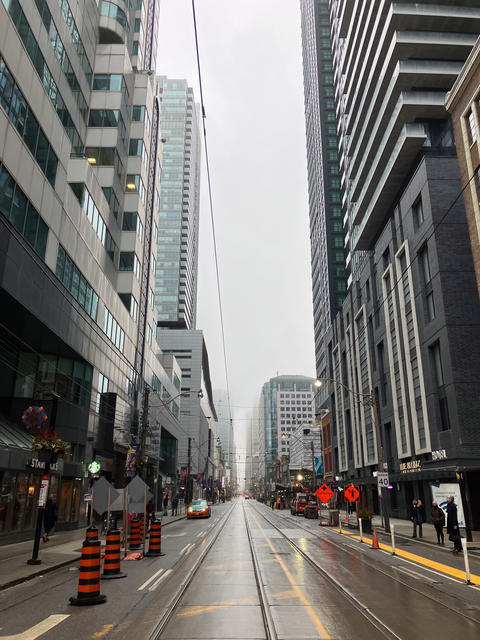 Toronto, Canada - December 25, 2025: Uninhabited energetic city road environment
