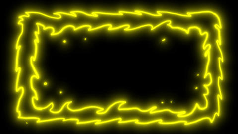 Neon fire frame on a black screen