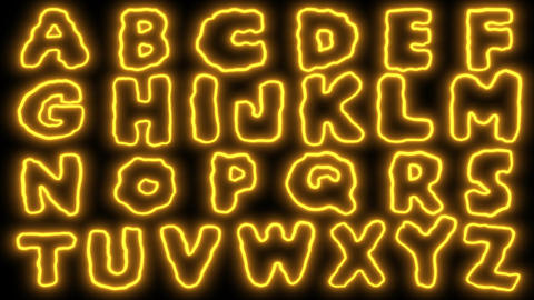 Neon yellow letters with distortion on a black background