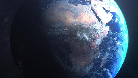Close-Up Planet Earth from Space — Africa View with Day and Night Atmosphere