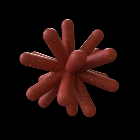 Terracotta Abstract 3D Molecular Shape with Alpha — Multi-Limb Geometric Rotation