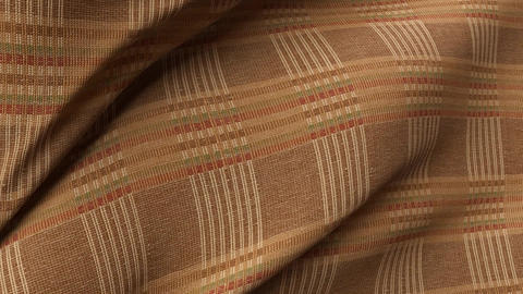 Brown Plaid Cotton Fabric Cloth Simulation — Realistic Folding Textile Animation