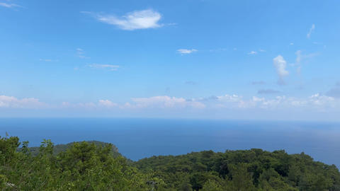 Breathaking coastline aerial view at sea and mountains. Beatiful beach
