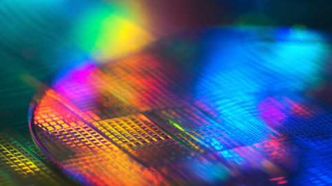 Rainbow Silicon Wafer Surface Macro