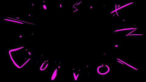 Artistic fireworks with bright flying elements on a black background