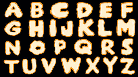 Dynamic cream colored English letters on a black screen
