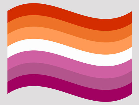 Waving flag of Lesbian Community Pride isolated