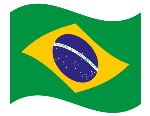 Waving flag of Brazil isolated