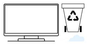 Digital Waste Management Concept with Monitor and Recycling Bin Icon