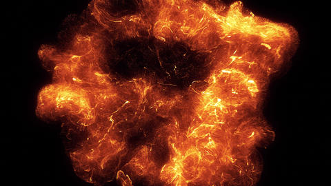 Fire burst explosion with sparks and embers effect on alpha transparent background