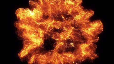 Fire burst explosion with sparks and embers effect on alpha transparent background