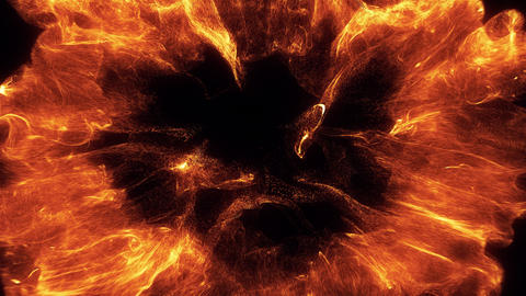 Fire burst explosion with sparks and embers effect on alpha transparent background