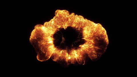 Fire burst explosion with sparks and embers effect on alpha transparent background