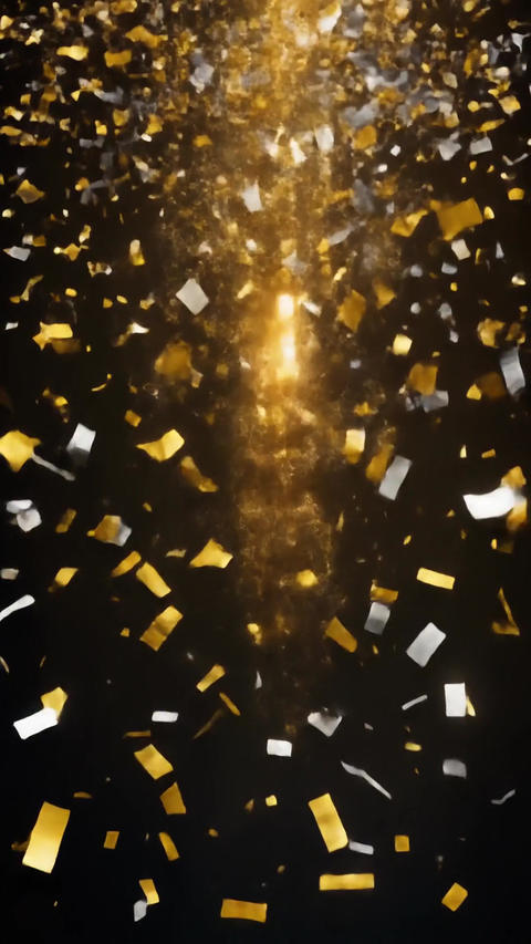 Gold and Silver Confetti Explosion for New Year Celebration — Party Background