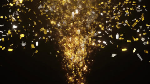 Gold and Silver Confetti Explosion for New Year Celebration — Party Background