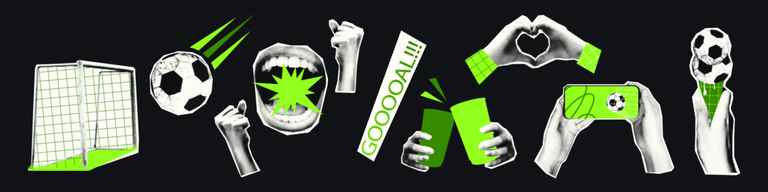 Football soccer halftone collage elements set vector illustration