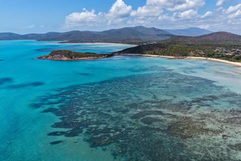 Aerial scene capturing Hydeaway Bay in Queensland, Australia