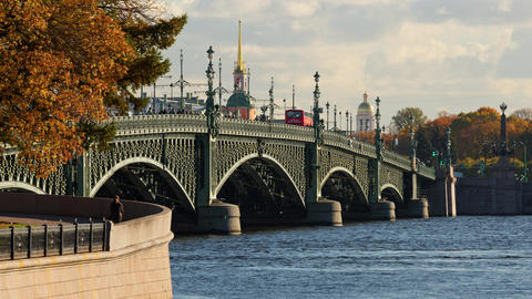 Russia, Saint Petersburg, 17 October 2025: People are walking along the