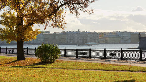 Russia, Saint Petersburg, 17 October 2025: People are walking along the
