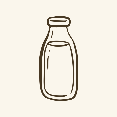Hand drawn milk bottle doodle illustration in naive line art style