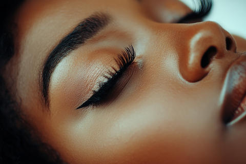 Beauty Portrait of a Woman with Eyelash Extensions