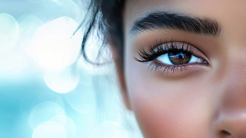 Beauty Portrait of a Woman with Eyelash Extensions